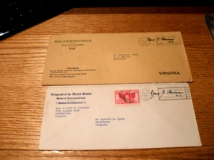 2 Briefumschläge von 1949/50 von Va. US Cong. Burr P. Harrison & Wife, kostenloser Versand - Bild 1 von 3