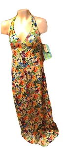 Vintage 60er Flower Power Sears Meer Sterne Neckholder Maxi Hippie Mod BH Top Kleid 12 Neu mit Etikett - Bild 1 von 7