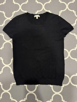 Neiman Marcus Black Cashmere Knit Short Sleeve Sweater Size Medium M - Image 1 of 2