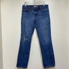David Kahn Benton Jeans Medium Wash Distressed Ladies Size 28 Straight Leg