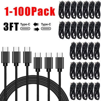 1-100 Pcs Type C Fast Charge Cable Cord Charging Quick Charger Bulk Wholesale US - Image 1 of 4