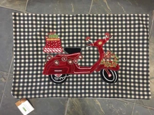 NEW Pottery Barn Christmas Scooter Santa's Applique Pillow Cover Lumbar Velvet - Picture 1 of 4