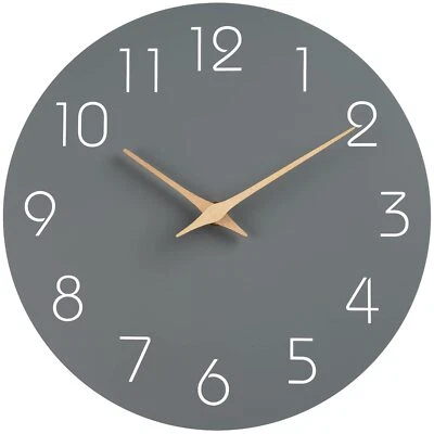 Reloj de Pared 10 Pulgadas Silencioso Antimarca Madera Gris Moderno para Cocina y Oficina Foto 1 de 4