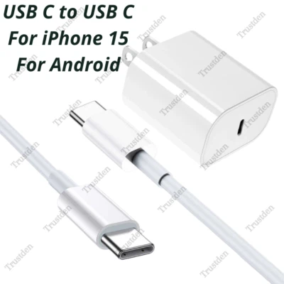 Upgraded 20W USB C Fast Charger Cable For iPhone 15 Android Type C Wall Adapter - Image 1 of 4