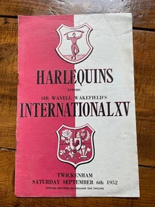 HARLEQUINS v WAVELL WAKEFIELDS INTERNATIONAL Rugby Union PROGRAMM 1952 Vintage - Bild 1 von 5