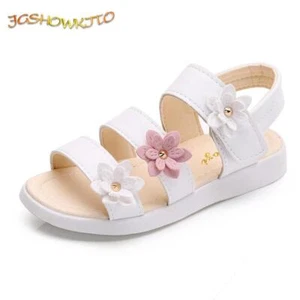 Girls Sandals Gladiator Flowers Sweet Soft Children Beach Shoes Kids Summer Flor - Picture 1 of 15