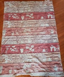 Vintage Plants Houseplants Striped Fabric Orange Pink White 1960s Retro - Picture 1 of 9