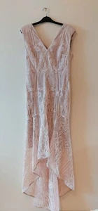 BNWT Coast Lace High Low Peplum Dress Fit Flare Wedding Bridesmaid Blush Size12  - Picture 1 of 24