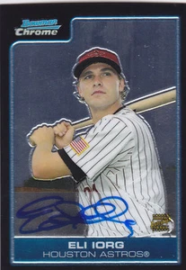 Tarjeta autografiada Bowman 2007 cromada Eli Iorg Houston Astros - Imagen 1 de 1