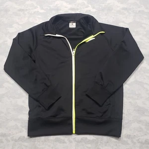 Nike Sweatshirt Youth Boys Large Black Zip Up Green Neon Logo - Picture 1 of 12