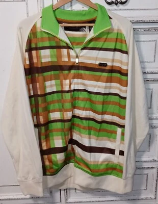 Vintage Y2K Enyce BEIGE AND GREEN Striped Full Zip Up Track Jacket Size XXL - Image 1 of 4