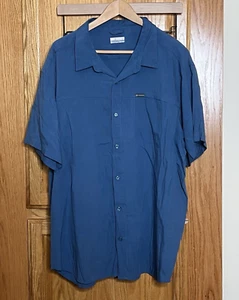Columbia Hemd Herren 2XL Kurzarm Knopfleiste Blau Outdoor Wandern Camping - Bild 1 von 4