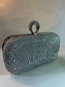 Charming Charlie Convert Evening Handbag Clutch, Allover Sequin Silver - Picture 1 of 4