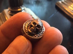 AUTHENTIC-RARE- ORIGINAL- ENGLISH-STERLING SILVER SLIDE CHARM MEMENTO MORI SKULL - Picture 1 of 8