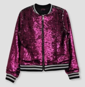 Jojo Siwa Jojo’s Closet Pink Black Flip Sequin Bomber Jacket Nickelodeon 7/8 M - Picture 1 of 3