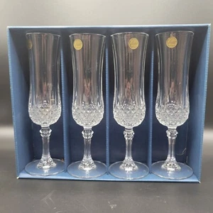 Cristal DArques Longchamp Crystal Champagne Flauti Set di 4 5 Oz Francia Elegante - Foto 1 di 9