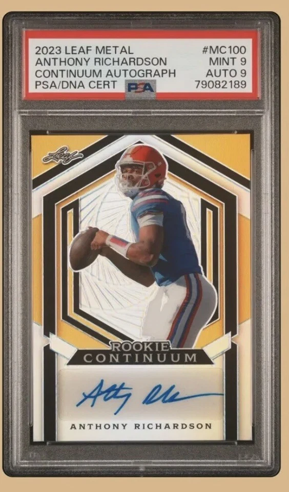 Anthony Richardson Rookie Auto 2023 Leaf Rookie Gold Continuum Auto SSP/87 PSA 9 - Image 1 of 1