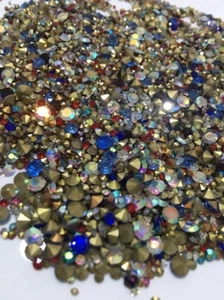 50g Mix Colour&Sizes Sharp Bottom Glass A+ Rhinestone 3D Nail Deco Embellishment - Picture 1 of 10