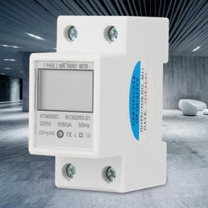 Contatore di corrente digitale due fili 1 ph. 2 fili guida DIN 2P KWh metro LCD 220V - Foto 1 di 12