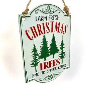 5" METAL CHRISTMAS TREE FARM ORNAMENT embossed tin classic old-fashioned NWT NEW - Picture 1 of 6