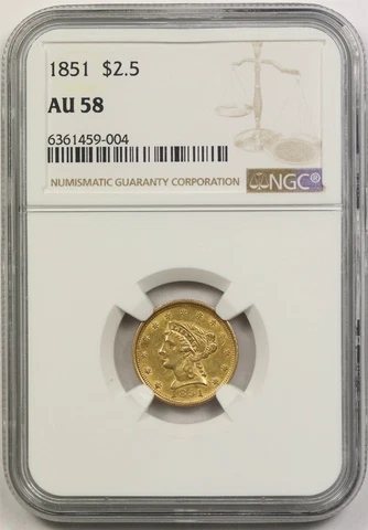 1851 $2.5 NGC AU 58 Liberty Head Gold Quarter Eagle Cover