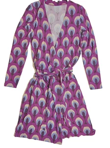 Boden Women's 8 Wrap Dress Purple Pattern Long Sleeve Knit Viscose Blend - Picture 1 of 8