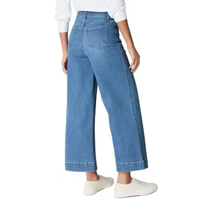 SPANX Damen Medium Blue Wash Wide Leg Cropped Jeans Pull On High Rise - Bild 1 von 13