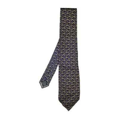 Gravata de seda Beaufort com estampa de baleias douradas L 57 polegadas W 3,5 designer Itália - Imagem 1 de 4