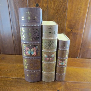 3 Punch Studio Butterfly Faux Book Decorative Box Storage Keepsake 13.5” 11” 8.5 - Picture 1 of 10