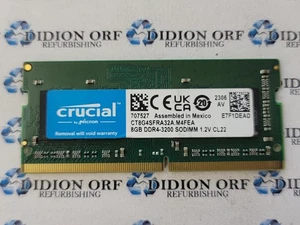 CRUCIAL 8 GB DDR4 LAPTOP RAM PC4-3200 1Rx8 CT8G4SFRA32A.M4FEA, SKU 14892 - Picture 1 of 1