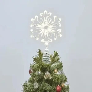 Albero Topper Fiocco di Neve San Nicola Quadrato Neon LED 13,5" Alto - Foto 1 di 3