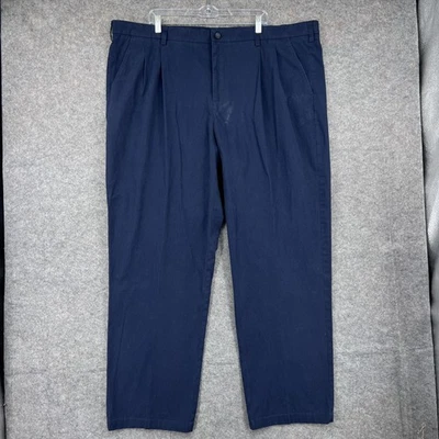 Pantalones chinos Croft & Barrow para hombre 48x34 azul marino calce clásico plisados elásticos informales Foto 1 de 4
