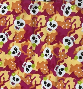 Sugar Skulls Bright Pink Orange Yellow Flannel Fabric  JOANN BTHalfY #21 - Picture 1 of 5