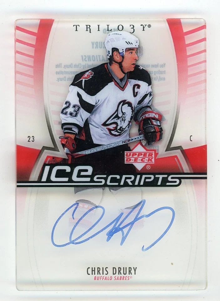 2006-07 Upper Deck Trilogy CHRIS DRURY Buffalo Sabres Ice Scripts AUTO - Image 1 of 1