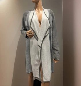 cardigan lungo cashmere donna xl aperto colore beige/grigio - Foto 1 di 11