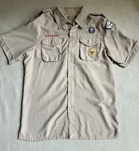 Boy Scouts Of America Short Sleeve But to Up Polyester Mens Medium Baylakes Wis  - Picture 1 of 8