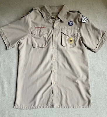 Boy Scouts Of America Short Sleeve But to Up Polyester Mens Medium Baylakes Wis  - Image 1 of 4