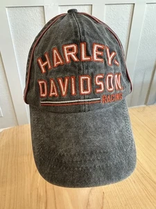 Vtg Y2K Faded Distressed Harley Davidson Racing Gray Hat - Picture 1 of 6