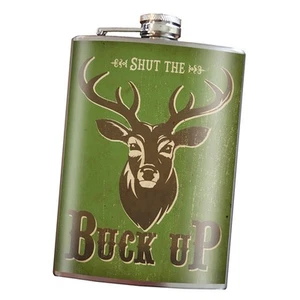 Trixie & Milo Fine Stainless Steel 8 Oz Flask: Shut The Buck Up - Picture 1 of 2