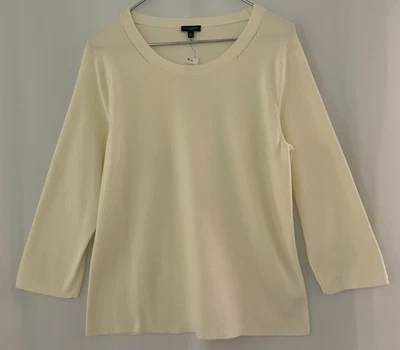 Talbots XL NUEVO CON ETIQUETAS Color Crema Jersey Suéter Oro Botón Ribete Mezcla Algodón Foto 1 de 4