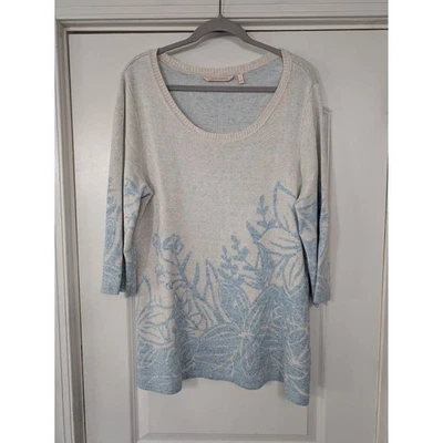 Top túnica tejido floral suave envolvente para mujer suéter azul ligero floral Foto 1 de 4