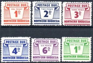 Nordrhodesien portofällig 1963 6er Set, SG.D5/10, postfrisch, Kat.35£ - Bild 1 von 1