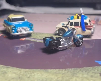 MicroMachines scaled Saddle Harley (metal blue/chrome) ONLY BIKE INCLUDED - Image 1 of 4