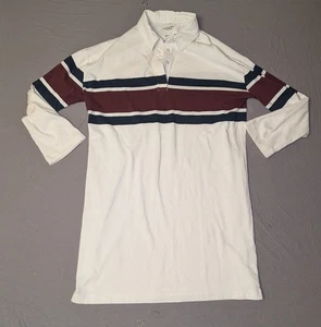Abercrombie & Fitch Rugby Shirt Herren Medium gestreift Langarm weinrot marine weiß - Bild 1 von 9