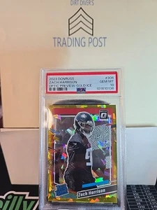 Donruss Zach Harrison # 306 Gold Ice 2023 5/10 PSA 10 (RC, SSP) Falcons POP 1 - Imagen 1 de 3