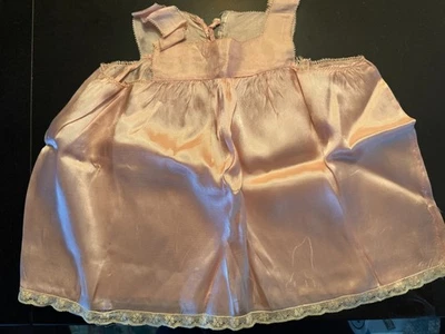 ANTIQUE VICTORIAN  EMBROIDERED edging Silk LACE Slip Baby or  FOR DOLL - Image 1 of 4