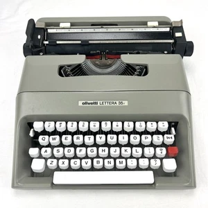 Vintage Olivetti Lettera 35i Typewriter Gray Classic Portable NOM-354-I - Picture 1 of 15