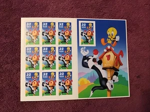 Looney Tunes Sylvester e Tweety USPS foglio completo di 10 francobolli 32 centesimi inutilizzati - Foto 1 di 2