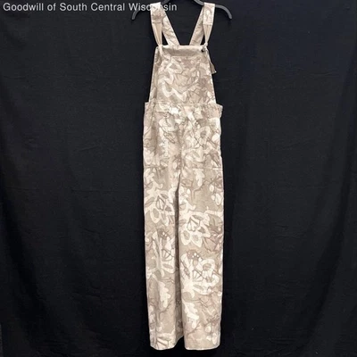NWT Anthropologie Cream & Tan Shoulder Tie Linen Blend Overalls Women’s Sz M - Image 1 of 3