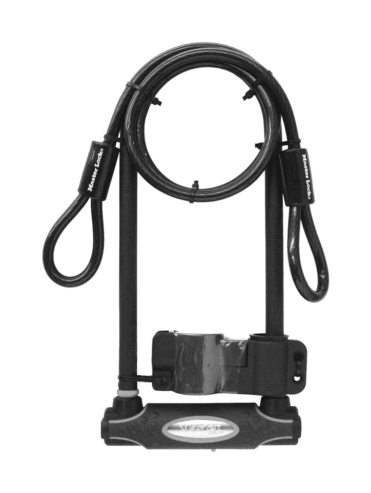 Master Lock 8285EURDPRO Hardened Steel Heavy Duty Bike D Lock with Cable, Black, - Image 1 of 1